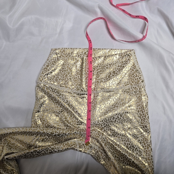 CARBON38 gold metallic leopard high rise athletic‎ 7/8 legging M - Picture 7 of 10